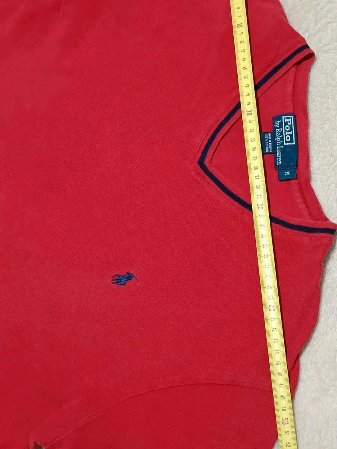Vintage Polo Ralph Lauren rood V-hals T-shirt Maat M – photo 12